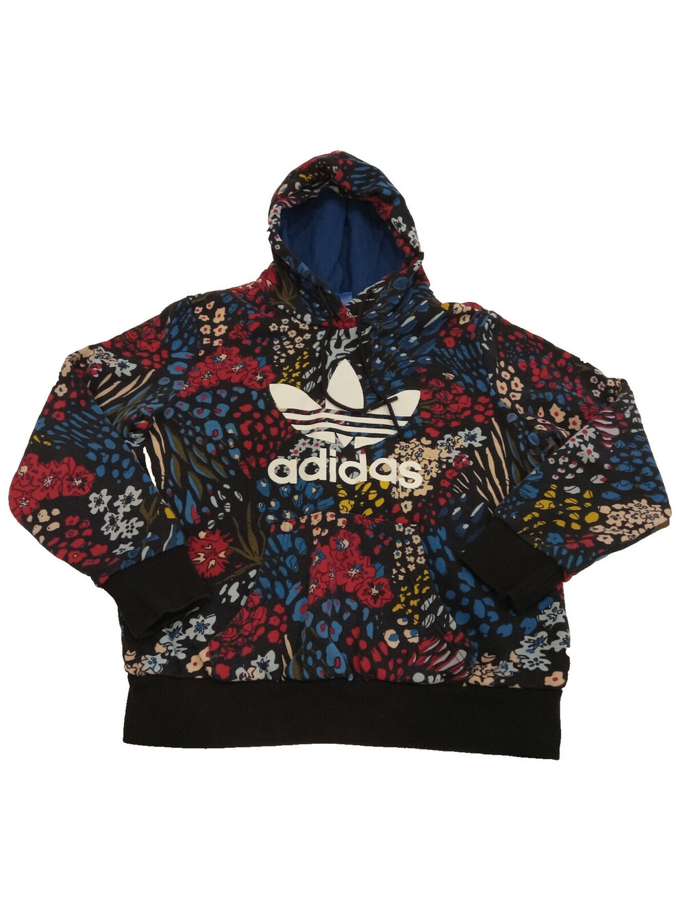 Adidas Originals Corsages Hoodie Womens Medium Floral Animal Print Trefoil Logo
